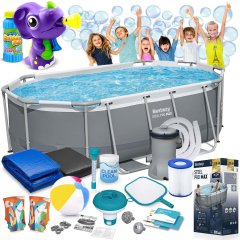 Basen ogrodowy stelażowy 305 x 200 x 84 cm 17w1 Bestway 5614A + maszynka do baniek GRATIS