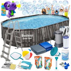 Basen ogrodowy stelażowy 610 x 366 x 122 cm 18w1 Bestway 5611R