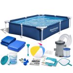 Basen prostokątny stelażowy 221x150x43 cm 16w1 Bestway 56401N