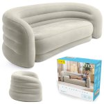 Sofa dmuchana welurowa łóżko materac 229x109x81 cm Intex 66571